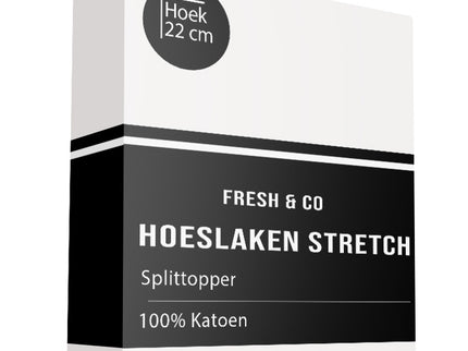 Fresh and Co Splittopper Hoeslaken - Katoen Jersey Stretch - Wit