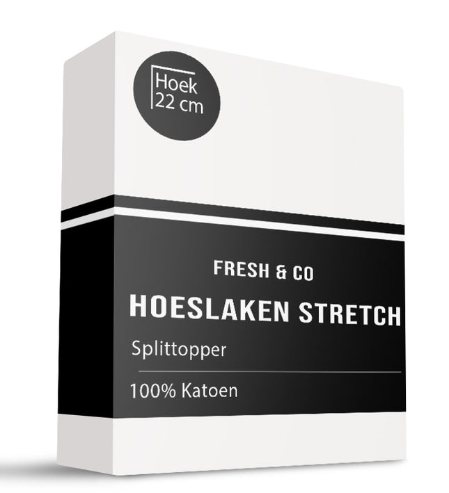 Fresh and Co Splittopper Hoeslaken - Katoen Jersey Stretch - Wit