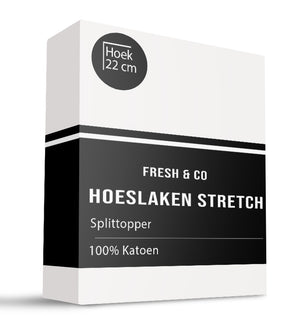 Fresh and Co Splittopper Hoeslaken - Katoen Jersey Stretch - Wit