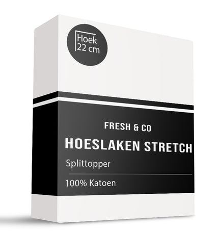 Fresh and Co Splittopper Hoeslaken - Katoen Jersey Stretch - Wit
