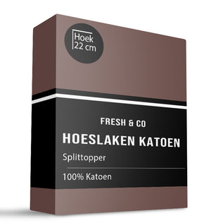 Fresh and Co Splittopper Hoeslaken - Katoen - Terra - Verkoelend