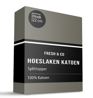 Fresh and Co Splittopper Hoeslaken - Katoen - Truffel - Verkoelend