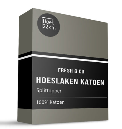 Fresh and Co Splittopper Hoeslaken - Katoen - Truffel - Verkoelend
