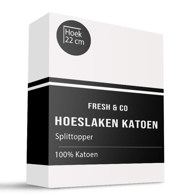 Fresh and Co Splittopper Hoeslaken - Katoen - Wit - Verkoelend
