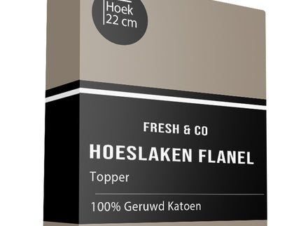 Fresh and Co Topper Hoeslaken - Katoen Flanel - Taupe