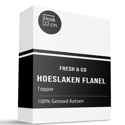 Fresh and Co Topper Hoeslaken - Katoen Flanel  - Wit
