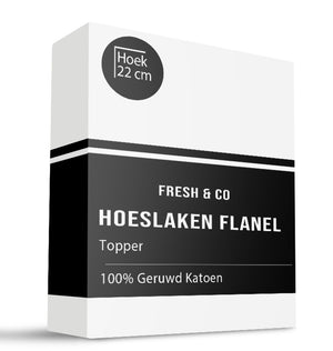 Fresh and Co Topper Hoeslaken - Katoen Flanel  - Wit