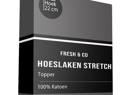 Fresh and Co Topper Hoeslaken - Katoen Jersey Stretch - Antraciet