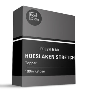 Fresh and Co Topper Hoeslaken - Katoen Jersey Stretch - Antraciet