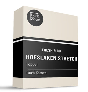 Fresh and Co Topper Hoeslaken - Katoen Jersey Stretch - Creme