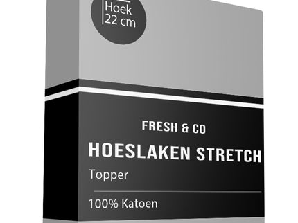 Fresh and Co Topper Hoeslaken - Katoen Jersey Stretch - Lichtgrijs