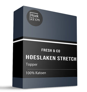 Fresh and Co Topper Hoeslaken - Katoen Jersey Stretch - Navy