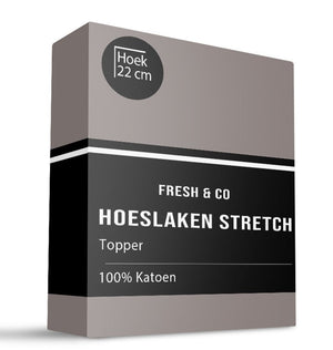 Fresh and Co Topper Hoeslaken - Katoen Jersey Stretch - Taupe