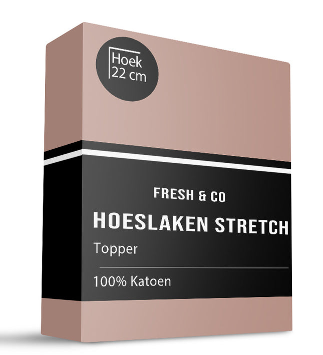 Fresh and Co Topper Hoeslaken - Katoen Jersey Stretch - Terra