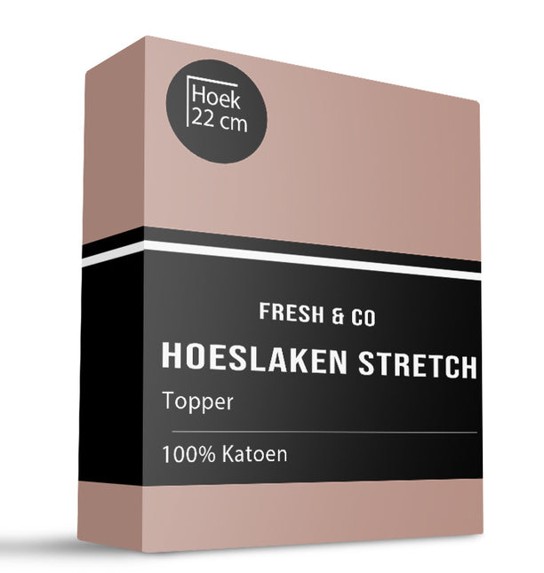 Fresh and Co Topper Hoeslaken - Katoen Jersey Stretch - Terra