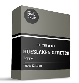 Fresh and Co Topper Hoeslaken - Katoen Jersey Stretch - Truffel