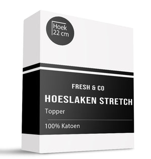Fresh and Co Topper Hoeslaken - Katoen Jersey Stretch - Wit