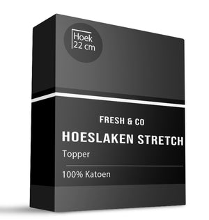 Fresh and Co Topper Hoeslaken - Katoen Jersey Stretch - Zwart