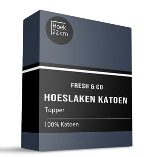 Fresh and Co Topper Hoeslaken - Katoen - Navy - Verkoelend