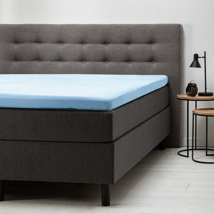 Fresh and Co Topper Hoeslaken - Katoen Stretch - Lichtblauw