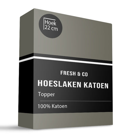 Fresh and Co Topper Hoeslaken  - Katoen - Truffel - Verkoelend