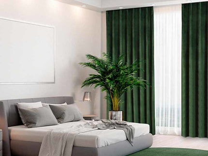 Fresh and Co Velvet Gordijnen Verduisterend - Haken of Ringen - Groen