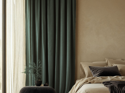 Fresh and Co Velvet Gordijnen Verduisterend - Haken of Ringen - Groen