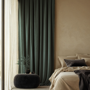 Fresh and Co Velvet Gordijnen Verduisterend - Haken of Ringen - Groen