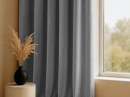 Fresh and Co Velvet Gordijnen Verduisterend - Haken of Ringen - Lichtgrijs