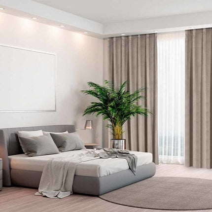 Fresh and Co Velvet Gordijnen Verduisterend - Haken of Ringen - Lichttaupe