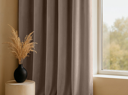 Fresh and Co Velvet Gordijnen Verduisterend - Haken of Ringen - Lichttaupe