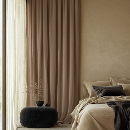 Fresh and Co Velvet Gordijnen Verduisterend - Haken of Ringen - Lichttaupe