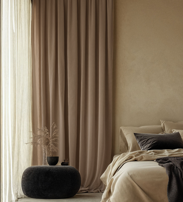 Fresh and Co Velvet Gordijnen Verduisterend - Haken of Ringen - Lichttaupe