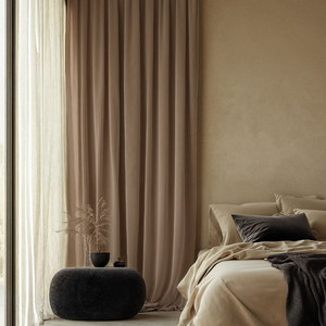 Fresh and Co Velvet Gordijnen Verduisterend - Haken of Ringen - Lichttaupe