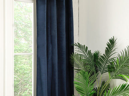 Fresh and Co Velvet Gordijnen Verduisterend - Haken of Ringen - Navy