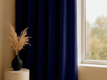 Fresh and Co Velvet Gordijnen Verduisterend - Haken of Ringen - Navy