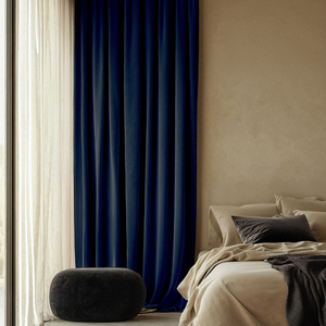 Fresh and Co Velvet Gordijnen Verduisterend - Haken of Ringen - Navy