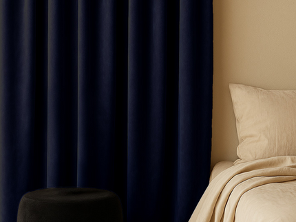 Fresh and Co Velvet Gordijnen Verduisterend - Haken of Ringen - Navy
