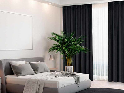 Fresh and Co Velvet Gordijnen Verduisterend - Haken of Ringen - Zwart