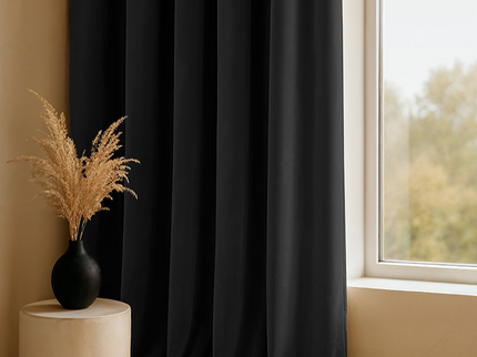 Fresh and Co Velvet Gordijnen Verduisterend - Haken of Ringen - Zwart