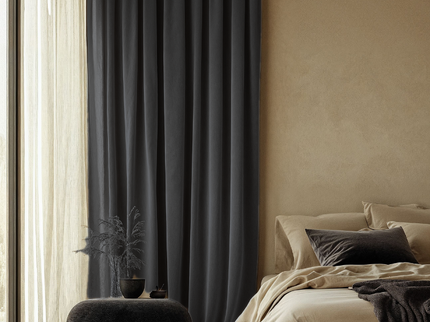 Fresh and Co Velvet Gordijnen Verduisterend - Haken of Ringen - Zwart