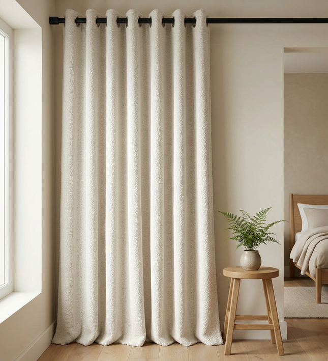 Gordijnen Bouclé - Ringen - Off-White