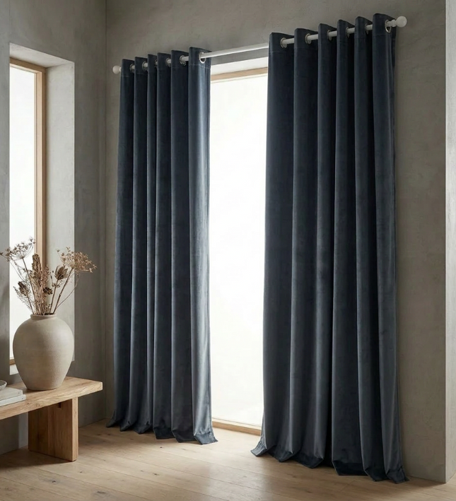 Velvet Gordijnen Verduisterend - Ringen - Antraciet