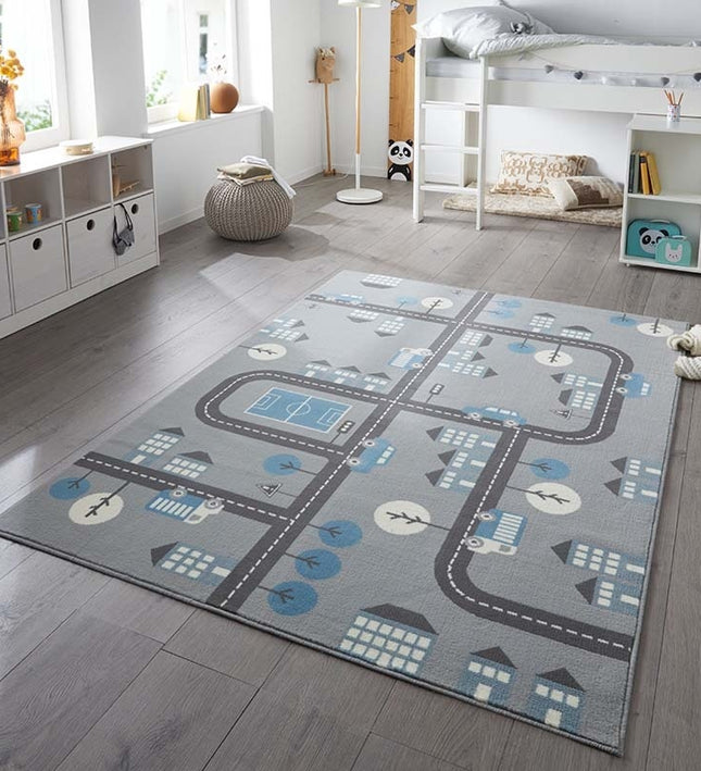 Hanse Home Adventures Vloerkleed Kids Town - Grijs / Blauw