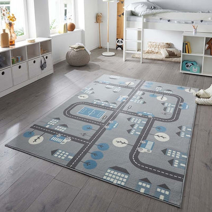 Hanse Home Adventures Vloerkleed Kids Town - Grijs / Blauw