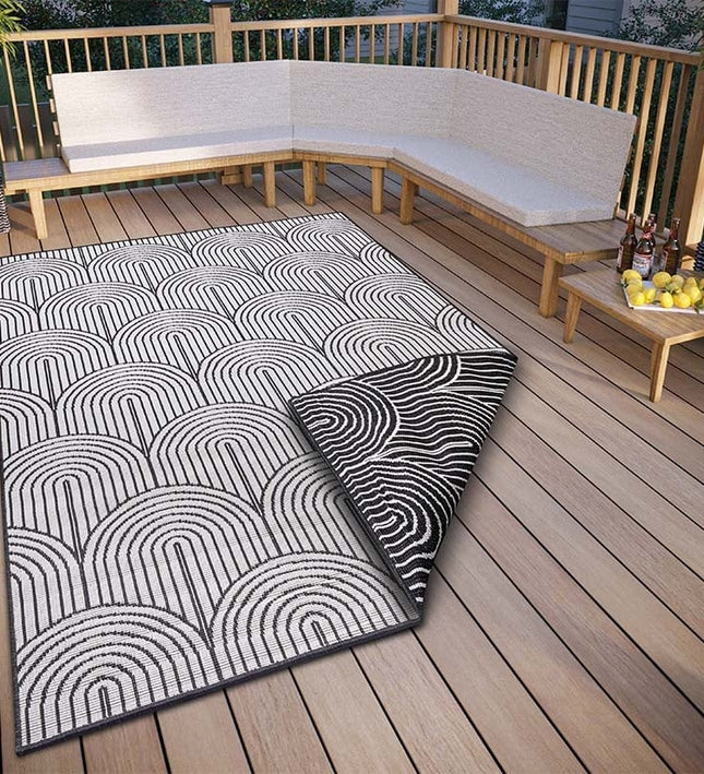 Hanse Home Pangli Dubbelzijdig Buitenkleed Flatweave - Zwart