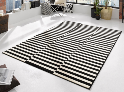 Hanse Home Vloerkleed Velours Panel - Zwart/Creme