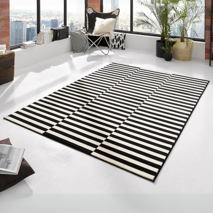 Hanse Home Vloerkleed Velours Panel - Zwart/Creme