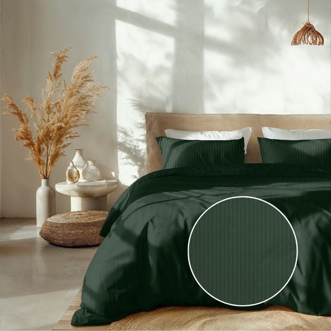 Heckett Lane Dekbedovertrek Katoen-Satijn- Banda - Donker Groen