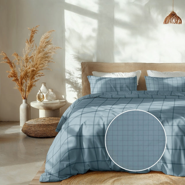 Heckett Lane Dekbedovertrek Katoen-Satijn - Diamante - Blauw